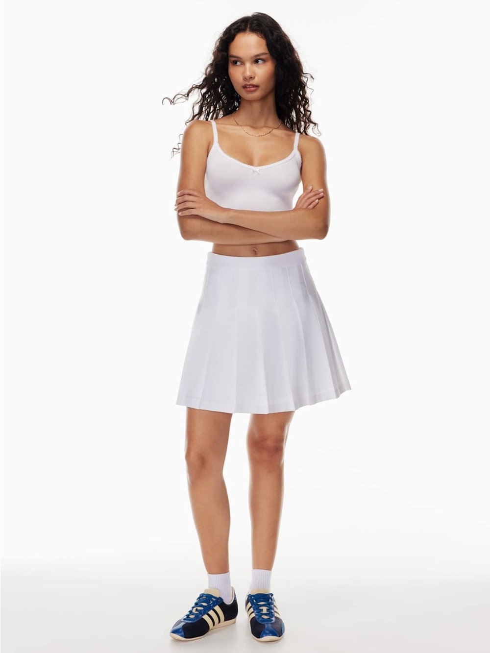 Aritzia Sunday Best Size 10 Olive Pleated Mini Skirt - White